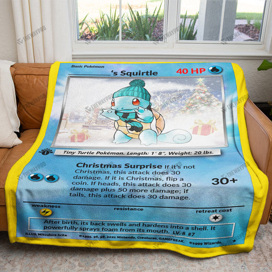 Christmas Squirtle Custom Name Gift Soft Blanket