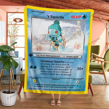 Christmas Squirtle Custom Name Gift Soft Blanket