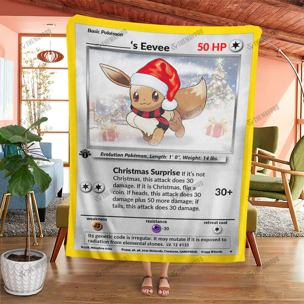 Christmas Eevee Custom Name Gift Soft Blanket