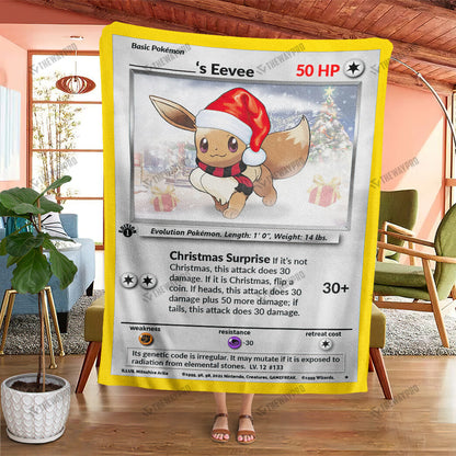 Christmas Eevee Custom Name Gift Soft Blanket