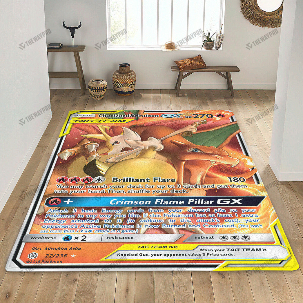 Charizard Braixen GX Cosmic Eclipse Custom Rug