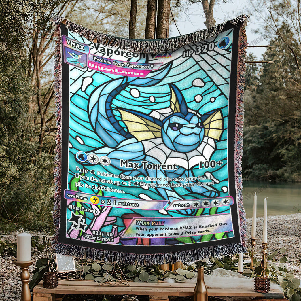 Vaporeon Stain Glass Custom Woven Blanket