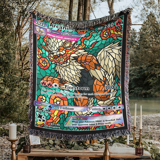 Arcanine Stain Glass Custom Woven Blanket