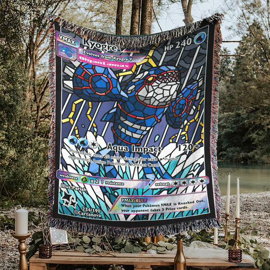Kyogre Stain Glass Custom Woven Blanket