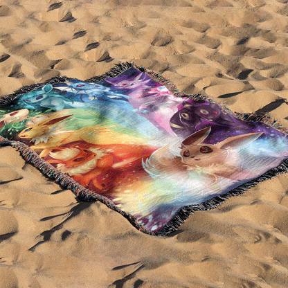 Anime Eevee Rainbow Custom Woven Blanket