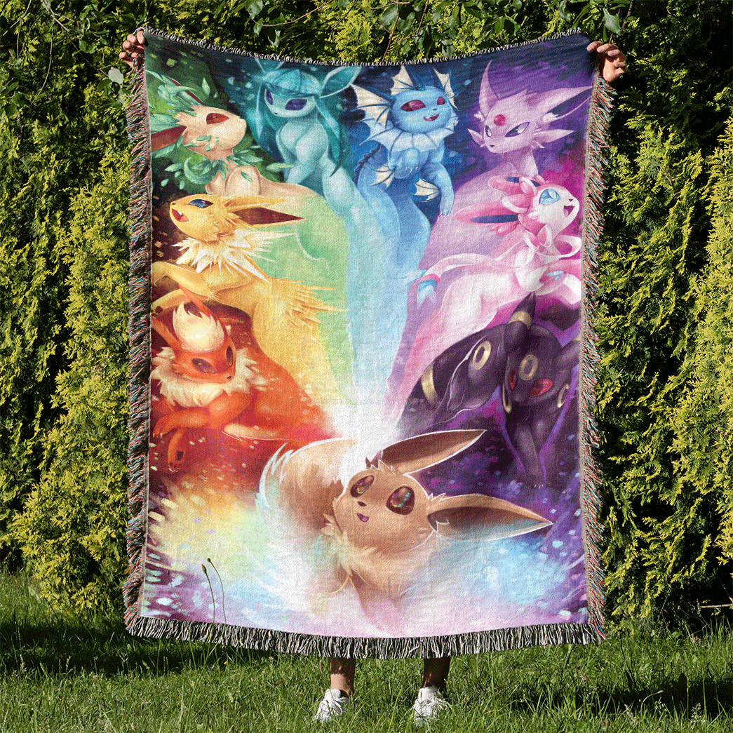 Anime Eevee Rainbow Custom Woven Blanket