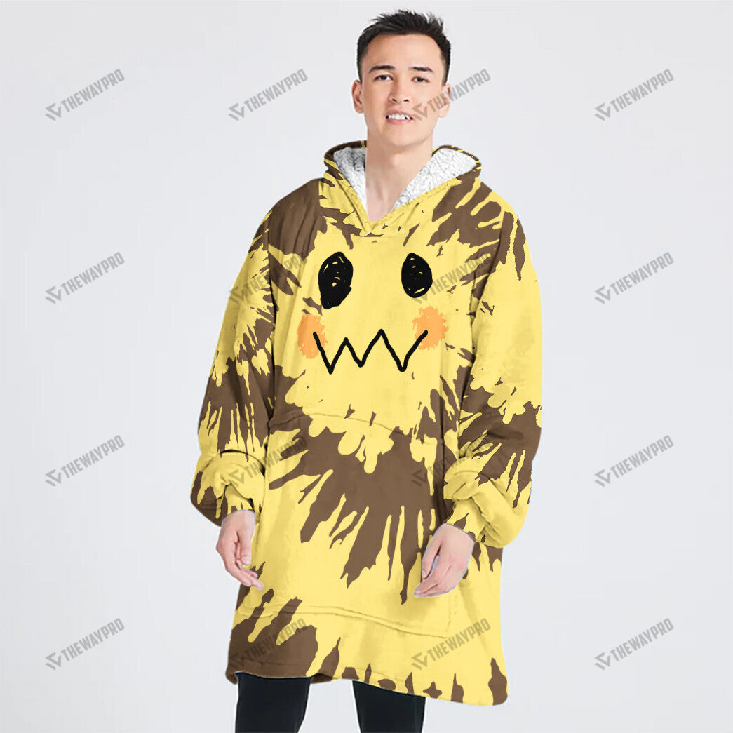Mimikyu Tie Dye Face Custom Fleece Blanket Hoodie