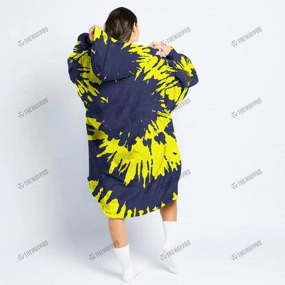Garchomp Tie Dye Face Custom Fleece Blanket Hoodie