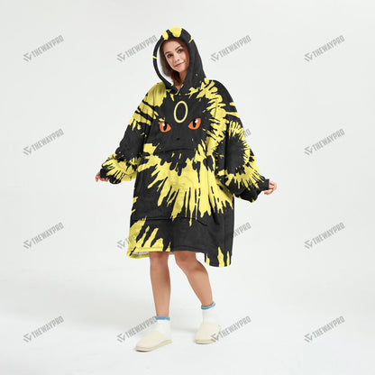 Umbreon Tie Dye Face Custom Fleece Blanket Hoodie