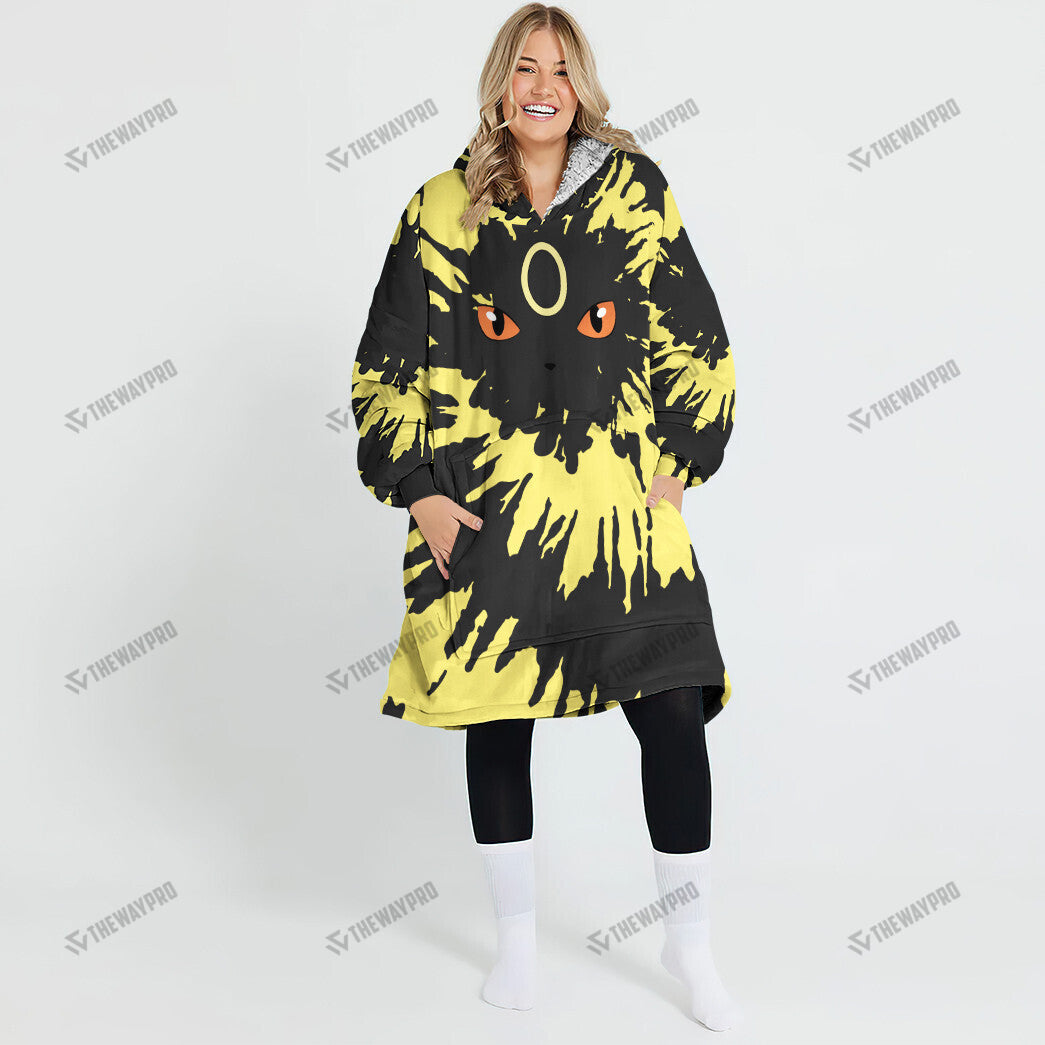 Umbreon Tie Dye Face Custom Fleece Blanket Hoodie