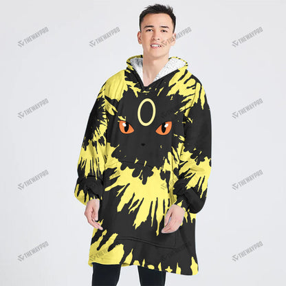 Umbreon Tie Dye Face Custom Fleece Blanket Hoodie