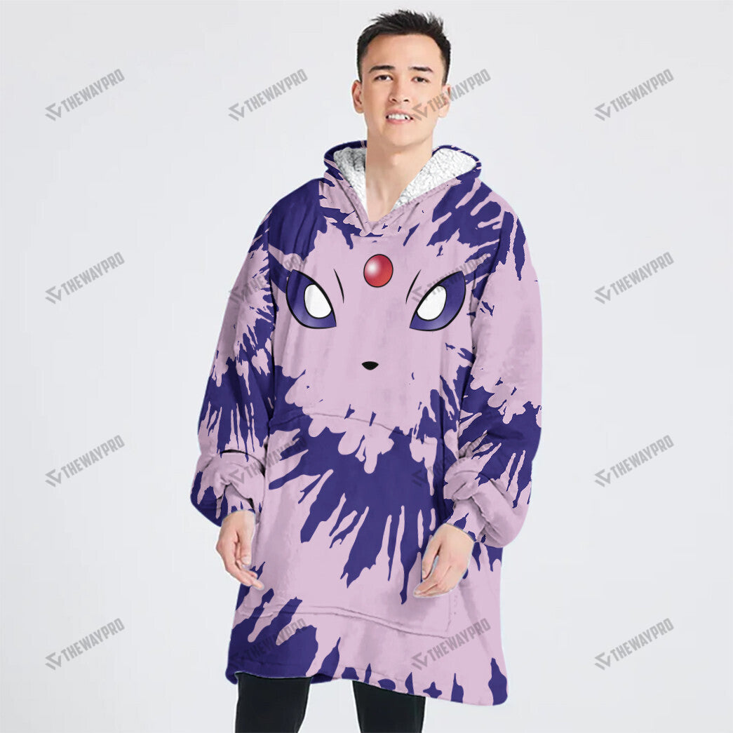 Espeon Tie Dye Face Custom Fleece Blanket Hoodie