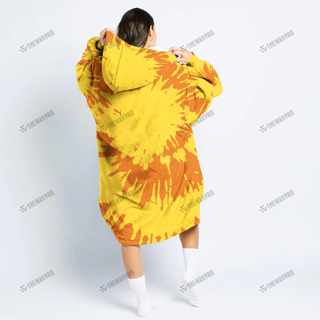 Pikachu Tie Dye Face Custom Fleece Blanket Hoodie