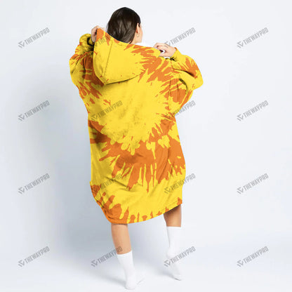 Pikachu Tie Dye Face Custom Fleece Blanket Hoodie