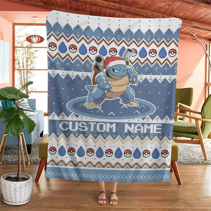 Blatoise Christmas Custom Name Soft Blanket