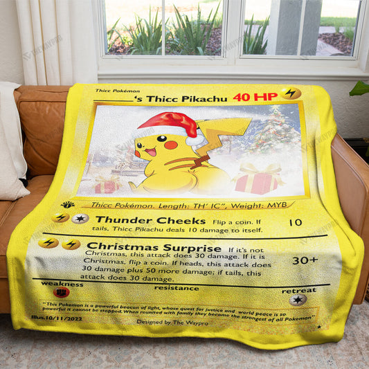 Christmas Thicc Pikachu Custom Name Gift Soft Blanket