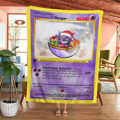 Gengar Christmas Custom Name Soft Blanket