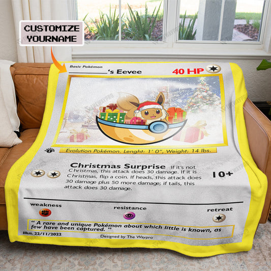 Eevee Christmas Custom Name Soft Blanket