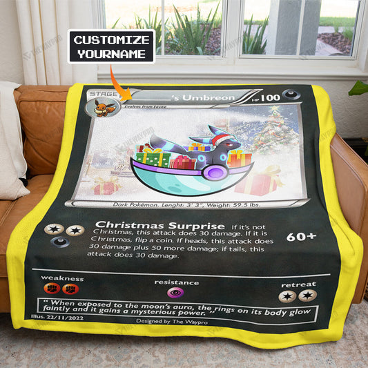 Umbreon Christmas Custom Name Soft Blanket