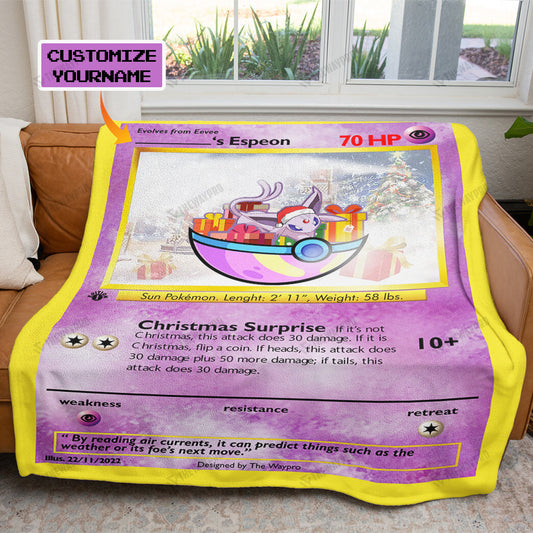 Espeon Christmas Custom Name Soft Blanket