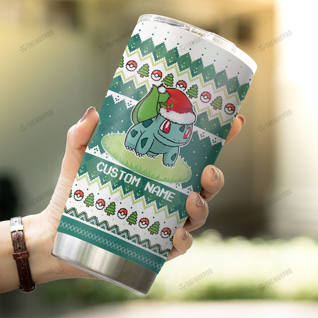 Bulbasaur Christmas Custom Name Tumbler