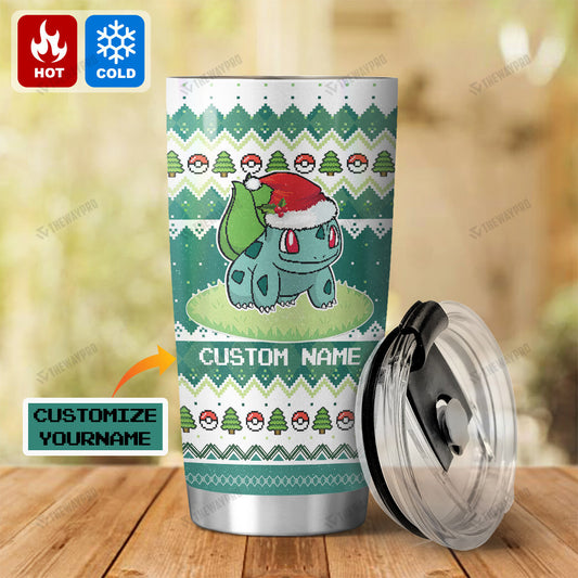 Bulbasaur Christmas Custom Name Tumbler