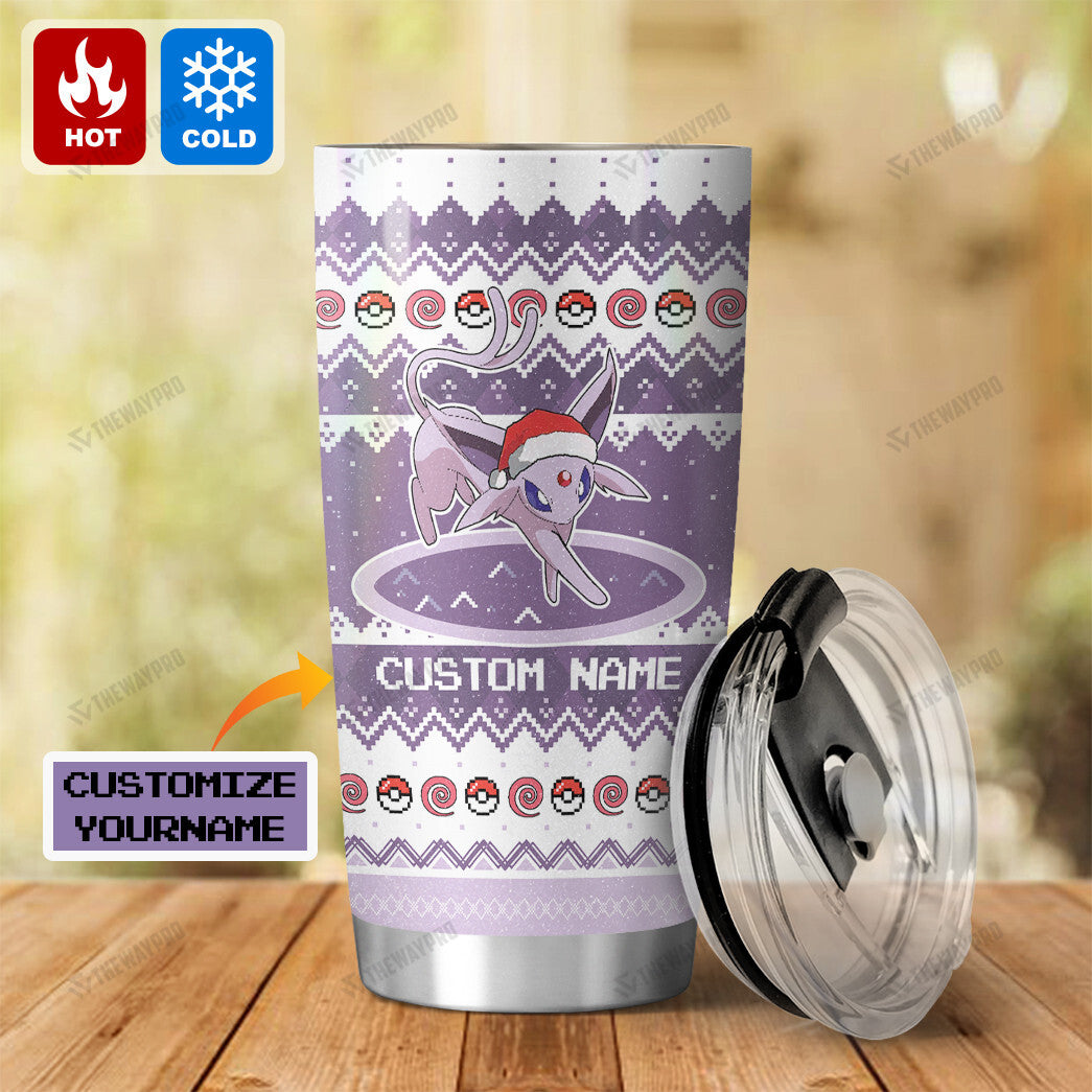 Espeon Custom Name Christmas Tumbler