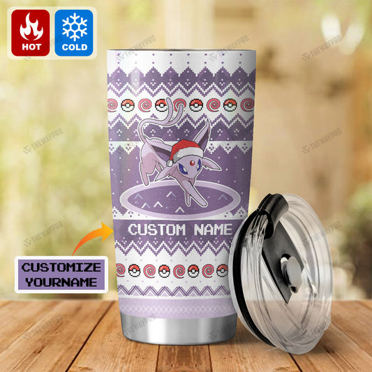 Espeon Custom Name Christmas Tumbler