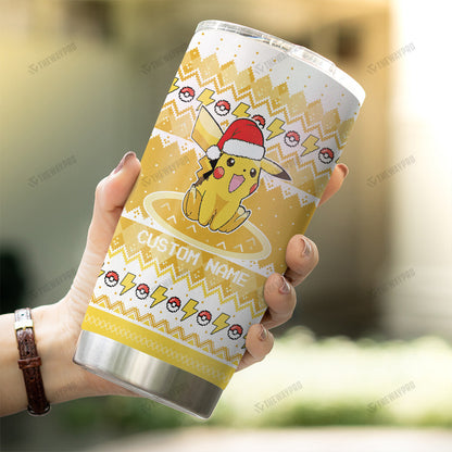 Pikachu Christmas Custom Name Tumbler