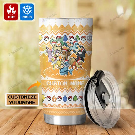 Eevee Evolution Custom Name Christmas Tumbler