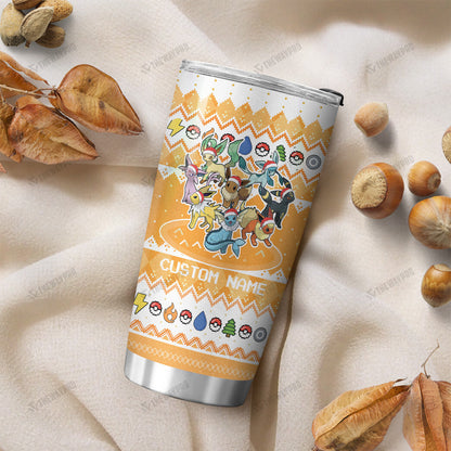 Eevee Evolution Custom Name Christmas Tumbler