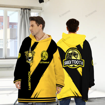 Power Ranger Mighty Morphin Saber Tooth Custom Name Blanket Hoodie