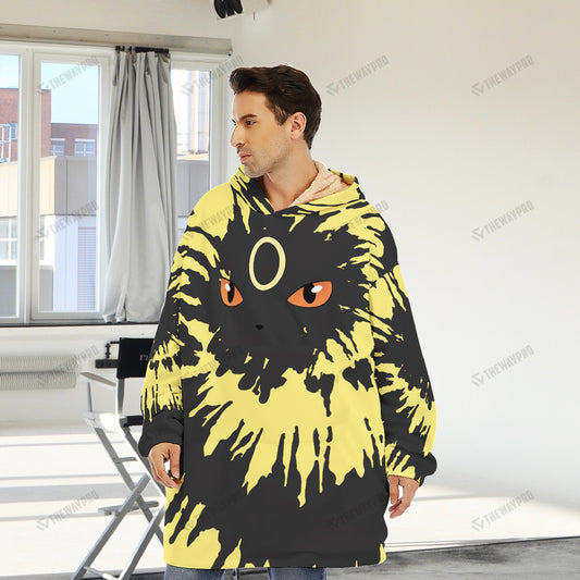 Umbreon Tie Dye Face Custom Fleece Blanket Hoodie