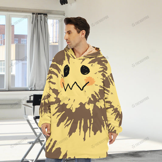 Mimikyu Tie Dye Face Custom Fleece Blanket Hoodie