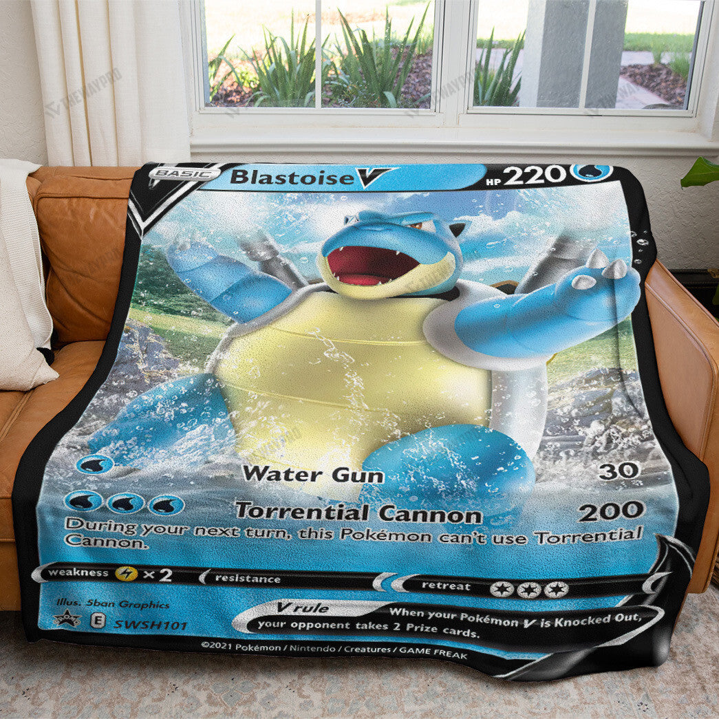 Blastoise V 2022 Custom 2- Side Printed Thicken Soft Blanket