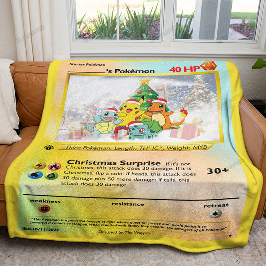 Christmas Poke Starter Custom Name Gift Soft Blanket