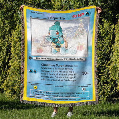 Christmas Squirtle Custom Name Gift Woven Blanket