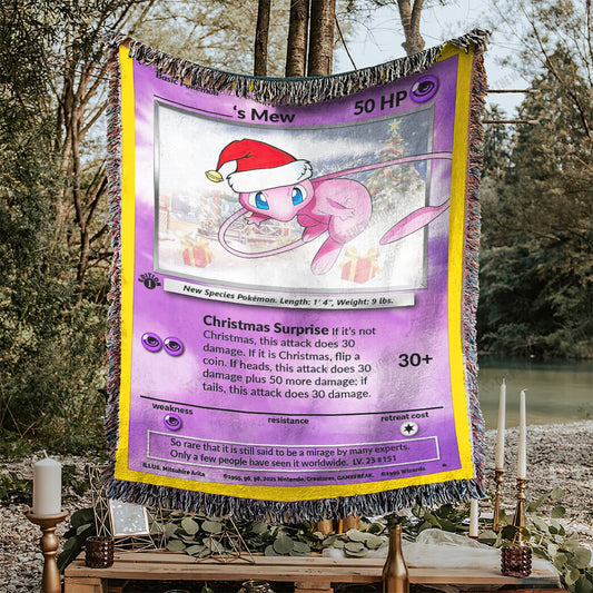 Christmas Mew Custom Name Gift Woven Blanket