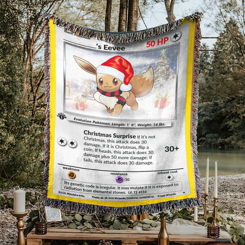 Christmas Eevee Custom Name Gift Woven Blanket