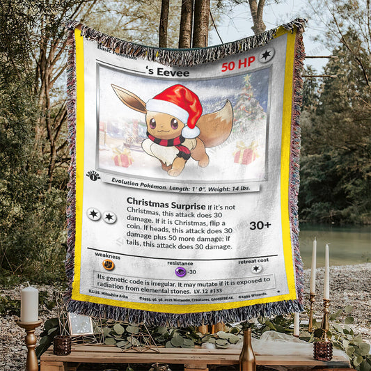 Christmas Eevee Custom Name Gift Woven Blanket