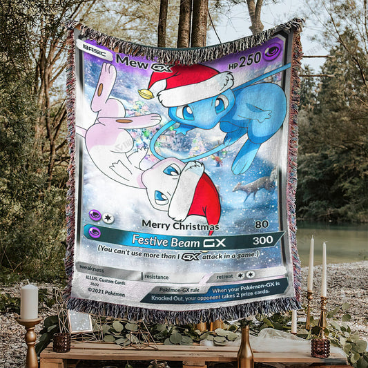 Christmas Mew GX Custom Gift Woven Blanket