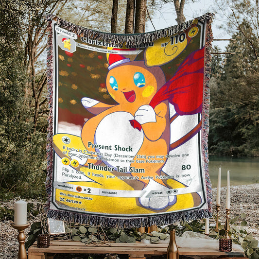 Christmas Raichu Custom Gift Woven Blanket