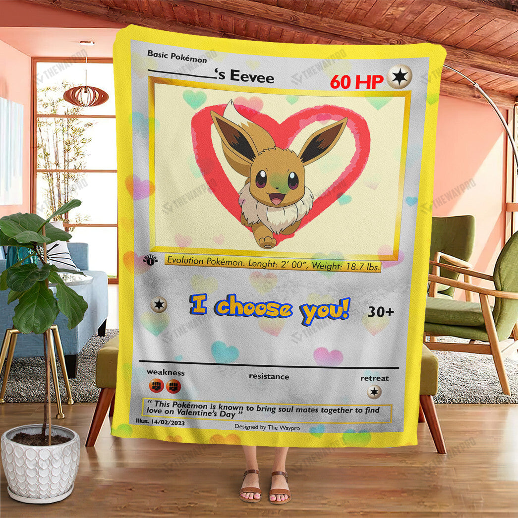 Valentine Eevee I Choose You Custom Soft Blanket