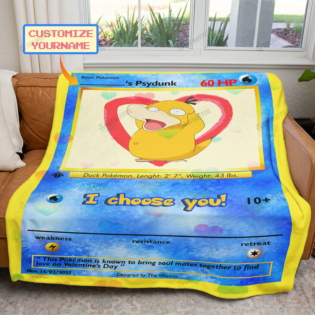 Valentine Psyduck I Choose You Custom Soft Blanket