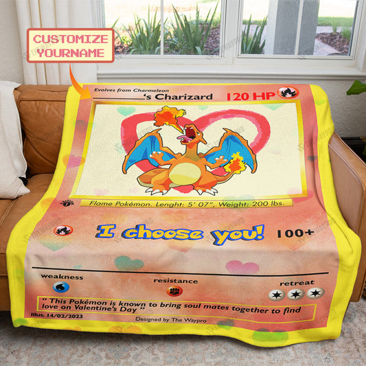 Valentine Charizard I Choose You Custom Soft Blanket