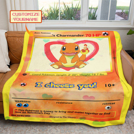Valentine Charmander I Choose You Custom Soft Blanket