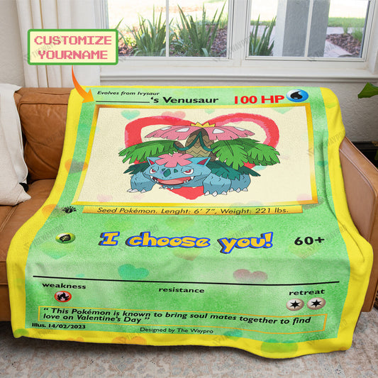 Valentine Venusaur I Choose You Custom Soft Blanket