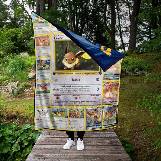 Anime Eevee Cards Custom 2-Side Printed Thicken Soft Blanket