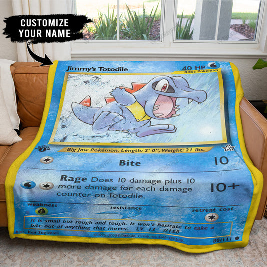 1st Totodile Card Personalized Soft Blanket