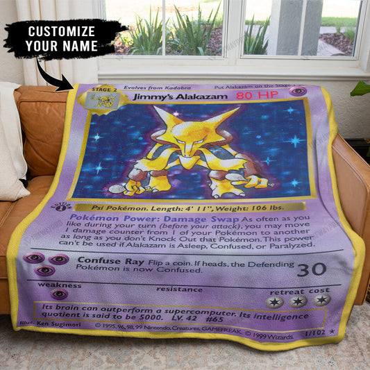 1st Alakazam Card Personalized Soft Blanket